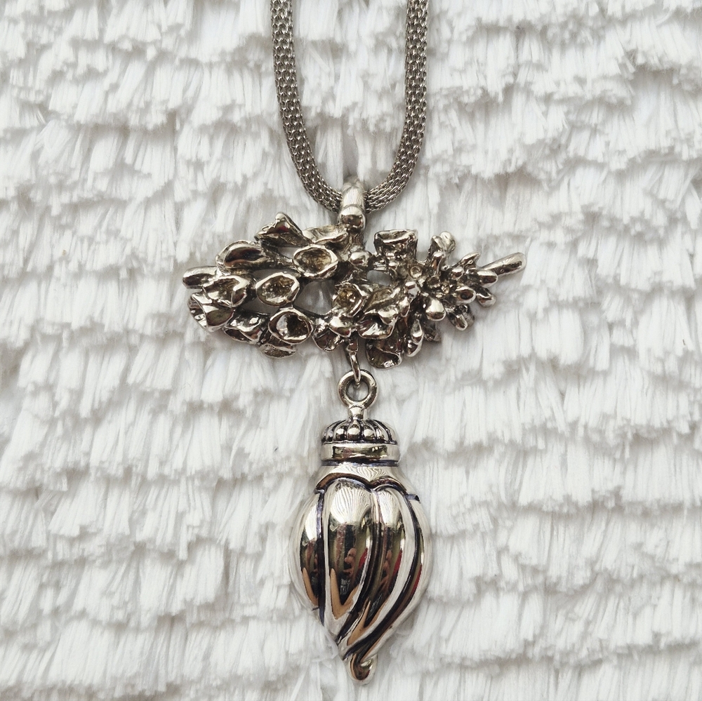 Vintage Rebecca Collins Silver Water Cast Seashell Pendant